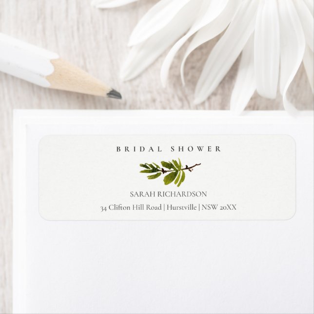 Minimal Soft Pine Branch Bridal Shower Address (Insitu)
