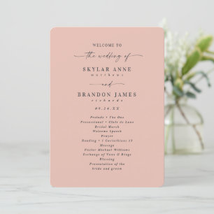 Minimal Solid Blush Pink Wedding Ceremony Programme