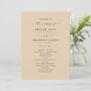 Minimal Solid Dusty Yellow Wedding Ceremony Programme