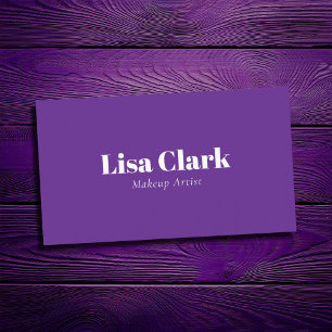 Minimal Solid Purple & White Makeup Artist Business Card