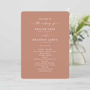 Minimal Solid Terracotta Clay Wedding Ceremony Programme