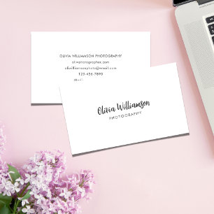 Minimal Sophisticated Black White Calligraphy Chic Business Card