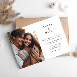 Minimal Spanish Wedding Photo  Invitation