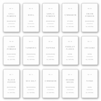 Minimal Spice Jar Labels Pantry Storage Stickers