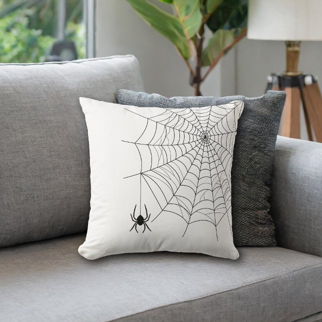 Minimal Spider Web And Hanging Spider Halloween Cushion (Creator Uploaded)