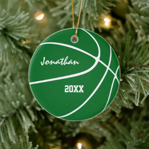 minimal sports green red boys girls basketball ceramic tree decoration