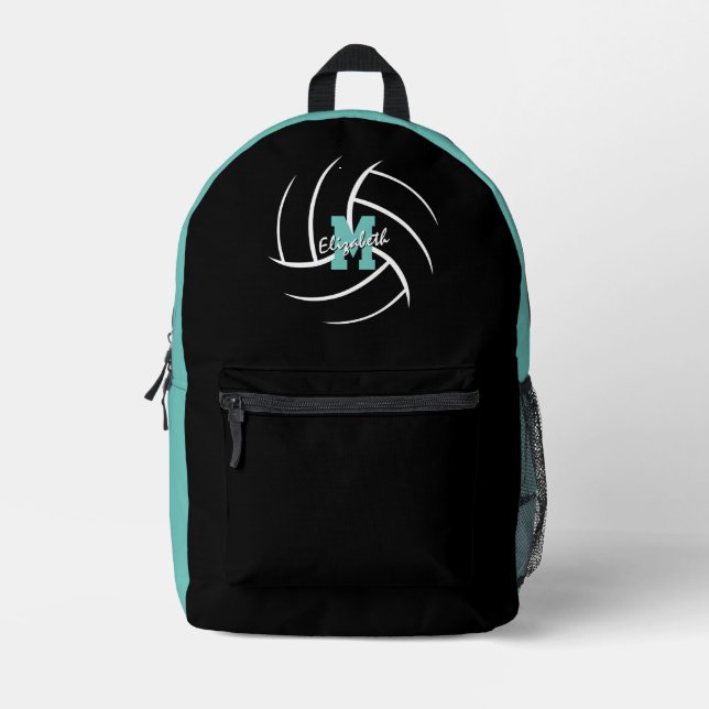 minimal sports monogrammed volleyball printed backpack (Front)