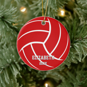 minimal sports red green girls boys volleyball ceramic tree decoration