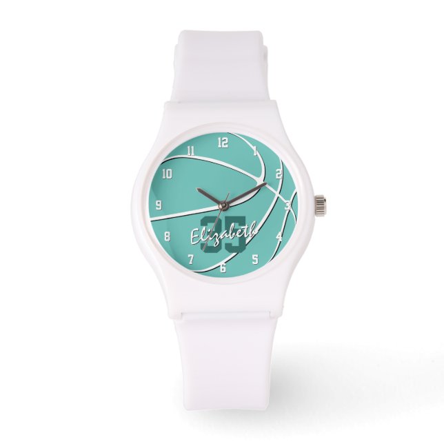 minimal sporty girls teal or ANY colour basketball Watch (Front)