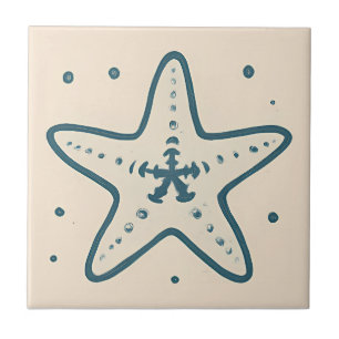 Minimal Starfish Ocean Art Tile