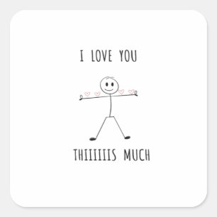  Minimal Stick Figure Valentine's day Square Sticker