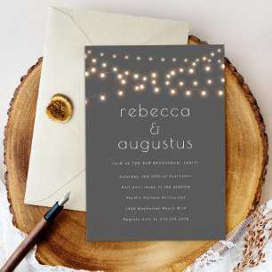 Minimal String Lights Couples Engagement Party Invitation