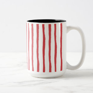 Minimal Stripe Red Two-Tone Coffee Mug