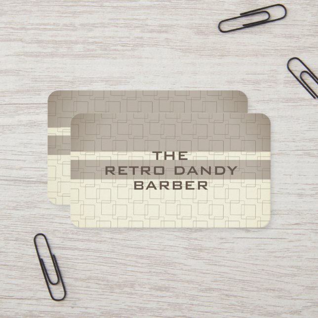 Minimal Stripes Brown Retro Chic Manly Barbershop Business Card (Front/Back In Situ)