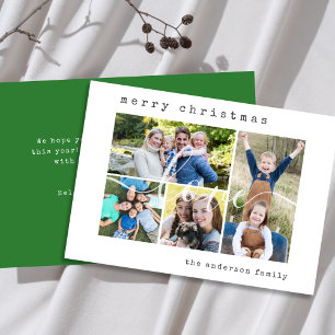 Minimal Stylish 4  Family Photo Christmas Holiday Card