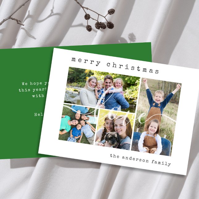 Minimal Stylish 4  Family Photo Christmas Holiday Card (Creator Uploaded)