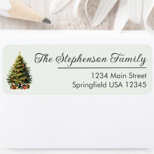 Minimal Stylish Christmas Tree Return Address