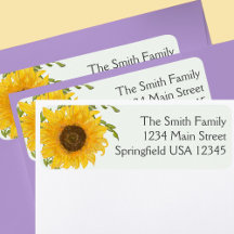 Minimal Stylish Floral Sunflower Return Address