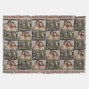 Minimal Stylish Name Photo Friend Birthday Throw Blanket