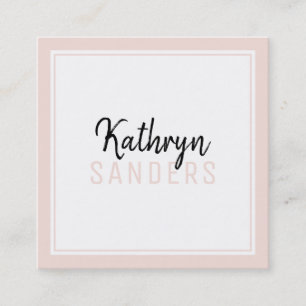 MINIMAL STYLISH simple border blush pink black Square Business Card