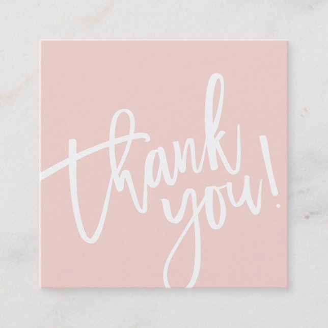 MINIMAL STYLISH simple border blush pink thank you Square Business Card (Front)