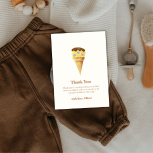 Minimal Summer Scoop Ice Cream Boy Baby Shower Thank You Card