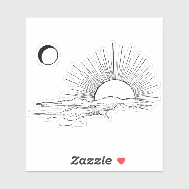 Minimal Sun & Moon Aesthetic Sticker (Sheet)