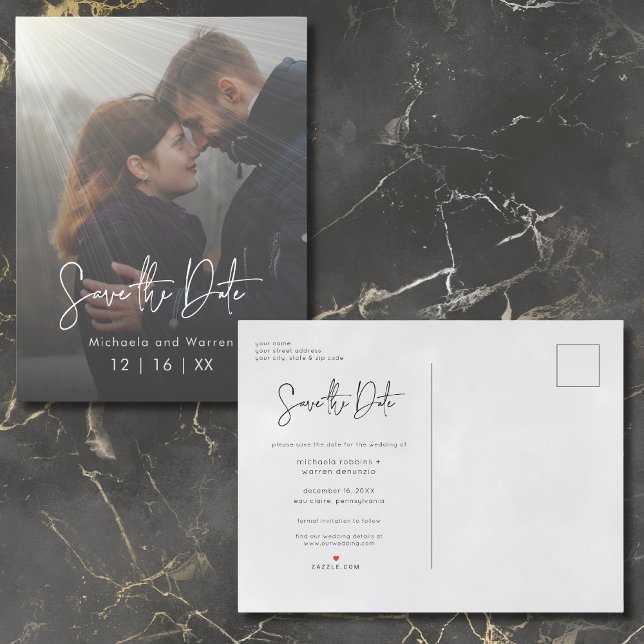 Minimal Sunrays Photo Save the Date Postcard (Minimal Sunrays Photo Save the Date Postcard)
