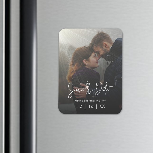 Minimal Sunrays Photo Save the Date Postcard Magnet (Minimal Sunrays Photo Save the Date Postcard Magnet)