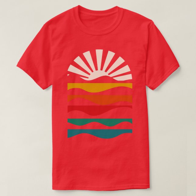 Minimal sunrise and waves TShirt (Design Front)