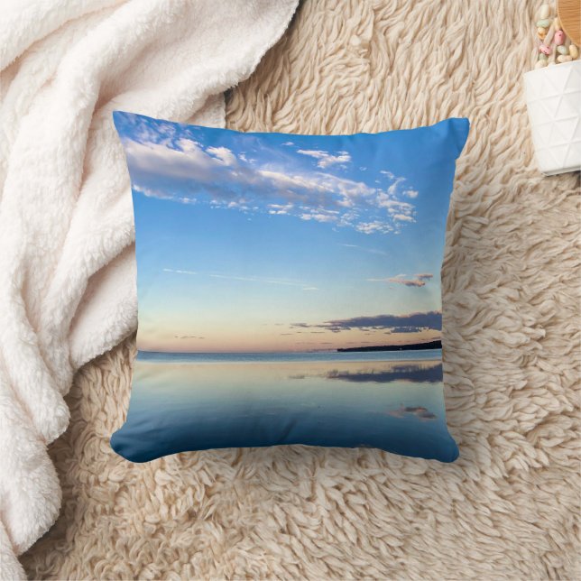Minimal Sunrise Water Reflection Calm Aesthetic Cushion (Blanket)