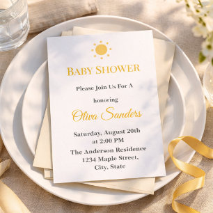 Minimal Sunshine Baby Shower Invitation   Editable
