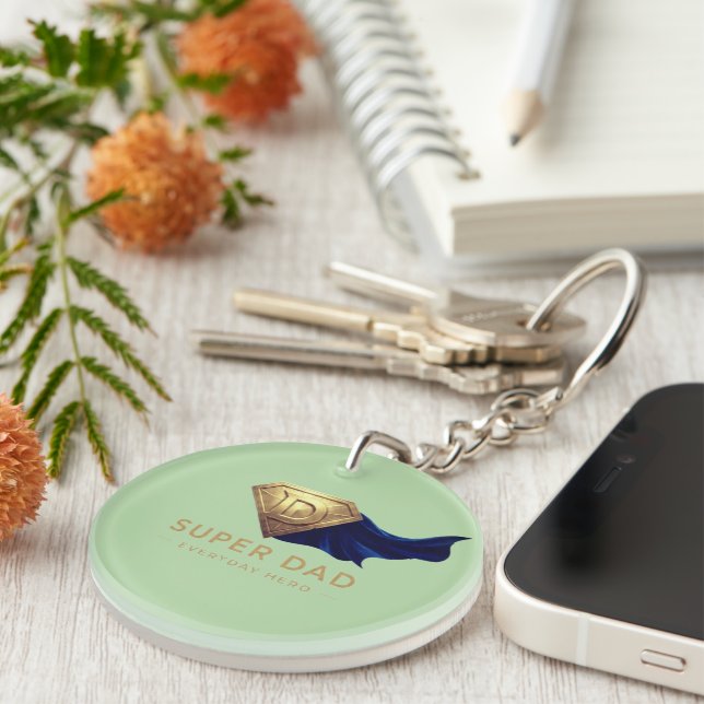 Minimal Superhero Father’s Day Design Key Ring (Front Right)