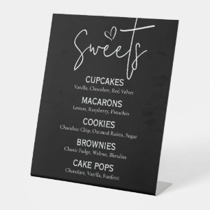 Minimal Sweet Dessert Menu Modern Black White Chic Pedestal Sign