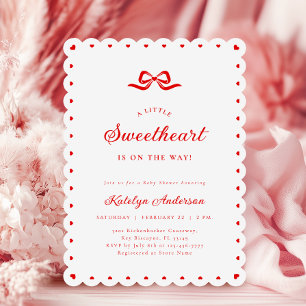 Minimal Sweetheart Bow Baby Shower Invitation