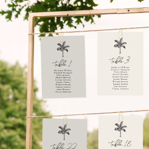 Minimal Table Seating Chart Palm Tree Wedding Card