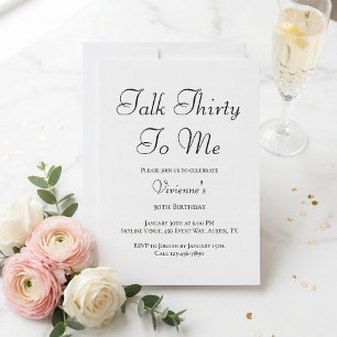 Minimal Talk Thirty To Me 30th Birthday Party Invitation
