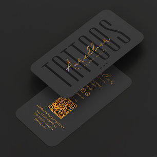 Minimal Tattoo Artist Black Orange Tattoos Studio Business Card