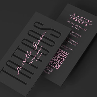 Minimal Tattoo Artist Pink Black Tattooist Business Card