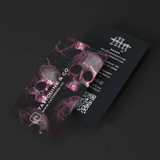 Minimal Tattoo Artist Skull Tattooist Logo Black  Business Card (Minimal Tattoo Artist Skull Tattooist Logo Black Business Card
)