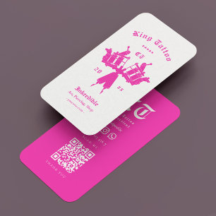 Minimal Tattoo Artist Tattooist White Pink Business Card