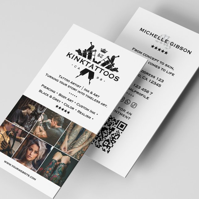 Minimal Tattooist White Tattoo Artist Grid Modern Business Card (Minimal Tattooist White Tattoo Artist Grid Modern Business Card
)
