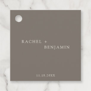 Minimal Taupe Wedding Elegant Personalised Favour Tags