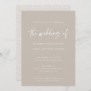 Minimal Taupe White Geometric Handwritten Script  Invitation