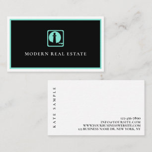 Minimal Teal Lighthouse Coastal Real Estate  Business Card