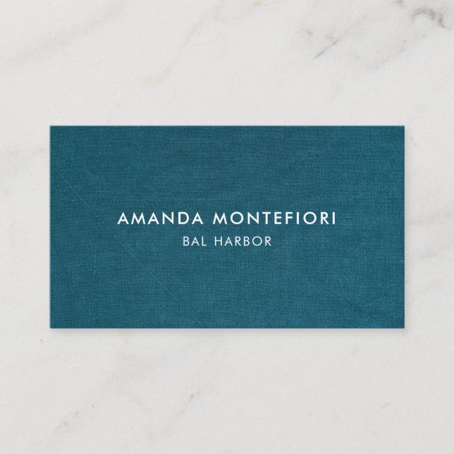 Minimal Teal Linen Texture Modern Professional Business Card (Front)
