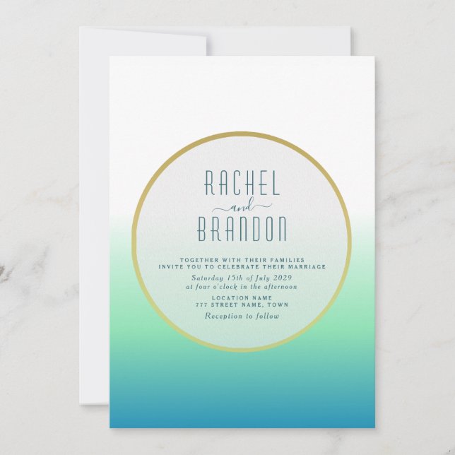 Minimal Teal Wedding Invitation (Front)