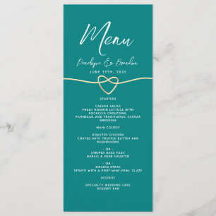 Minimal Teal Wedding  Menu