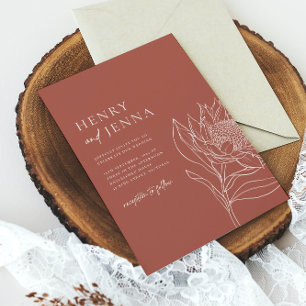 Minimal Terracotta Boho Australian Native Waratah Invitation