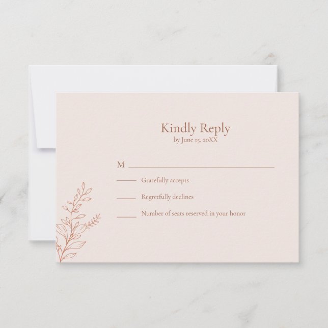 Minimal Terracotta Botanical RSVP Card (Front)